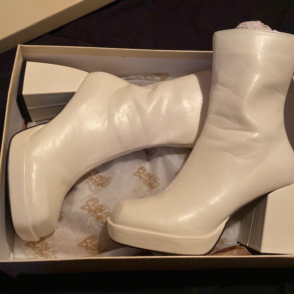 Public desire ecru chunky heel